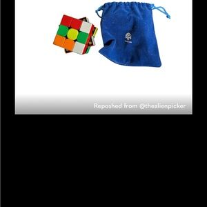 Colorful Puzzle Cube with Blue Drawstring Bag